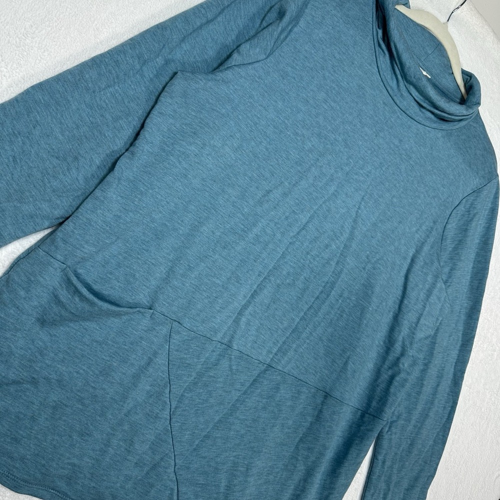 J. Jill Pure Jill Luxe Tencel Cowl‎ Neck Top L Teal Asymmetric Hem Comfycore - Picture 2 of 9